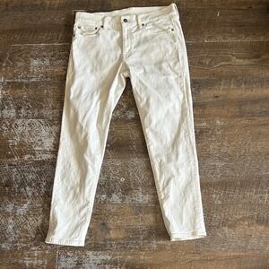 Polo Ralph Lauren Tompkins Skinny Crop White Jeans Womens 29 Mid Rise Stretch